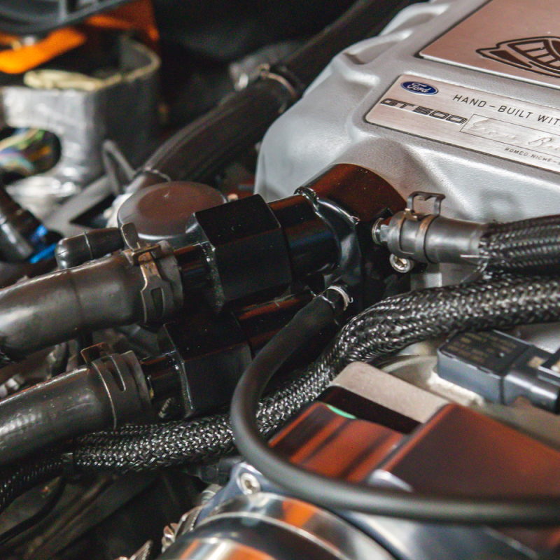 Ford Shelby GT500 Intercooler Water Manifold - VMP Performance - 16AN Billet High-Flow - Black anodized - `20-`27